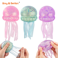 Groothandel Kwallen Squishy Speelgoed Multi-Tentakel Glitter TPR Gel Anti-Kleef Rekbaar Fidget Sensorisch Speelgoed Bulk