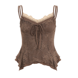 Nouvelle Camisole Sexy Y2K 2026 pour Femme avec Dentelle et Col en V, Ourlet Irrégulier – Débardeur Tendance pour Dames – Vente en Gros - Product Image 6