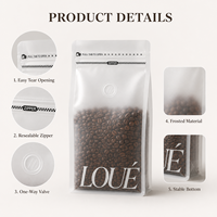 Prix d'usine – Sachets refermables en plastique dépoli transparent avec valve pour l'emballage de grains de café torréfiés – Sacs à café à fond plat