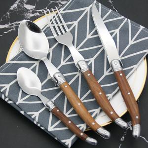 Ensemble de <span class=keywords><strong>couverts</strong></span> de luxe Rosewood Hale, style européen occidental, 4 pièces, écologique, couteau à steak dentelé <span class=keywords><strong>Laguiole</strong></span>, fourchette, cuillère, acier inoxydable - Product Image 2