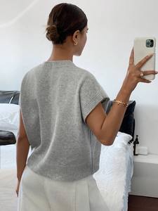 Maglione Casual in maglia tinta unita da <span class=keywords><strong>donna</strong></span>, semplice ed elegante da indossare tutti i giorni con motivo floreale <span class=keywords><strong>a</strong></span> motivi <span class=keywords><strong>fatti</strong></span> <span class=keywords><strong>a</strong></span> <span class=keywords><strong>mano</strong></span> in puro grigio - Product Image 2