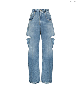 Pantalones vaqueros <span class=keywords><strong>azules</strong></span> personalizados para <span class=keywords><strong>mujer</strong></span>, <span class=keywords><strong>Jeans</strong></span> con agujeros <span class=keywords><strong>rotos</strong></span>, fabricante a granel - Product Image 5