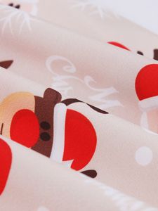 Abito stampato natalizio a maniche corte con collo quadrato Casual per feste eleganti - Product Image 5