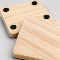 Sous-verres carrés en bois à succès avec points antidérapants en silicone pour table à café et sous-verres à thé