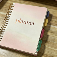 Agenda Personalizzata con Logo, Stampa a Spirale, Copertina Morbida con Lamina Oro Rosa, Divisori Colorati, Diario Senza Data per Obiettivi, Personalizzato per Donne