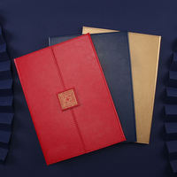 Carpeta de Archivo con Clip y Logotipo Personalizado Rojo de Lujo, Porta Certificados de Cuero PU con Cubierta A4, Impresión Personalizada, Regalo Corporativo, Graduación