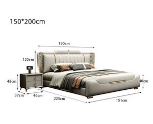 Conjunto de Móveis Modernos para Quarto King-Size Venda Direta da Fábrica Cama Macia Estofada Estrutura de Madeira Armazenamento Rotativo Design Sem Lavagem - Product Image 4
