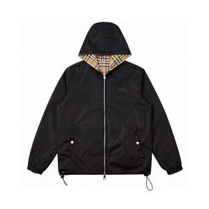 2026 New Fashion Windproof and Waterproof Vintage Checkered Bur Lightweight berry Reversible <b>Hooded</b> <b>Jacket</b> for <b>Men</b> - Product Image 2