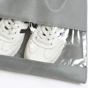 Bolsa de almacenamiento de zapatos de Color personalizado, transparente, antipolvo, no tejido, con cordón