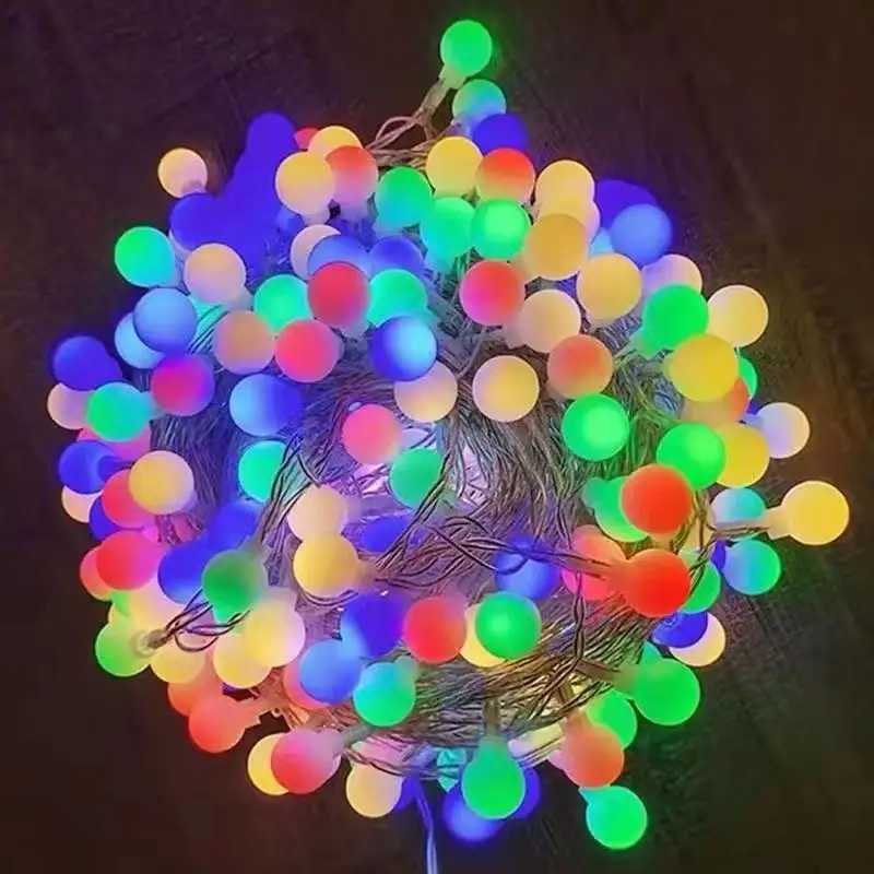 Kabel PVC transparan lampu senar Natal Led berubah warna bola 17.5mm untuk pesta Natal liburan pernikahan