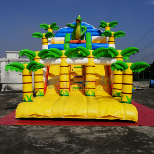 Structure de jeu extérieure pour enfants, château gonflable, structure de saut, maison de rebond pour fêtes, toboggan gonflable commercial à double piste, toboggan sec dinosaure - Product Image 2