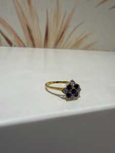 Bague en or jaune avec saphir véritable, saphir cabochon taillé, design carré, bijou créatif d'amitié, bijou traditionnel pour femme - Product Image 2