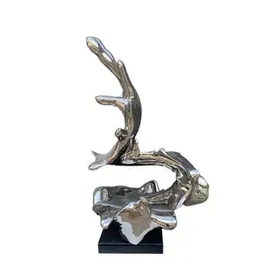 Escultura en forma de gota de Metal de diseño grande, escultura artística de acero inoxidable, estatua en acción, escultura de onda Inox