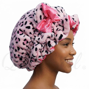 <span class=keywords><strong>Bonnet</strong></span> en polaire d'hiver à oreilles d'ours du fabricant, motif/léopard rose, avec bouton recouvert pour femmes - Product Image 2