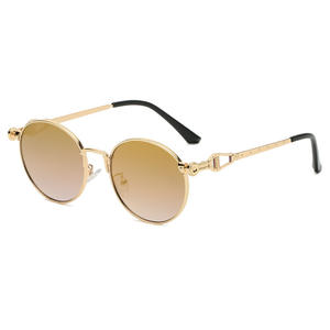 Lunettes de soleil rétro rondes en métal, verres solaires hip-hop européens et américains, modèle de rue, bordure croisée, <span class=keywords><strong>film</strong></span> coloré, à la mode, 286, 2021 - Product Image 3