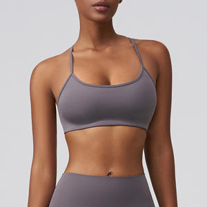 High Quality Women's Gym <strong>Sports</strong> <strong>Bra</strong> With Padded Spaghetti Strap Workout <strong>Bra</strong> Plus Size Lightweight And Breathable Front Logo - Product Image 3