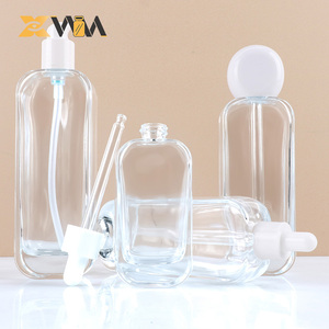 50ml 100ml 120ml bouchon blanc bouteille en verre vide transparente avec compte-gouttes de pulvérisation personnalisé pour les soins de la peau cosmétiques <span class=keywords><strong>huile</strong></span> de sérum de beauté - Product Image 2