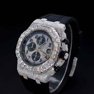 Montre de luxe en argent sterling 925 avec moissanite, chronographe, style hip-hop, pour <span class=keywords><strong>homme</strong></span>, idéale pour les voyages - Product Image 2