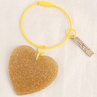 Porte-clés en acrylique à paillettes en forme de cœur, étiquette en métal, bricolage