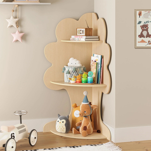 3-Stöckiges Eck-Bücherregal aus Naturholz für Kinder und Kleinkinder, Bücherregal-Organizer, Kinderbücherregal aus Holz, Baby-Bücherregal und Spielzeugaufbewahrung - Product Image 1
