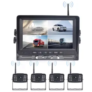 טוב באיכות 2.4G אלחוטי 7 אינץ לרכב צג lcd 4 ערוץ פיצול מסך עם עמיד למים AHD מצלמה למשאית אוטובוס מכוניות