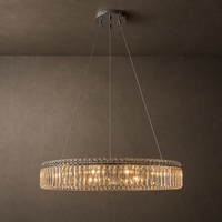 Lustre ovale en cristal avec plaque de plafond chromée, suspension réglable en fil d'acier pour salle à manger, villa, décoration intérieure