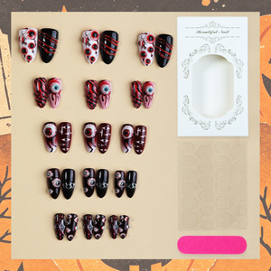 Halloween Press On Nails Set <b>Spider</b> Web Ghost Pumpkin False Nails Acrylic <b>Fake</b> Nails for Women Holiday Party Gift Wholesale - Product Image 5