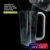 Nouvelle pichet à eau en plastique transparent populaire, design intelligent, facile à nettoyer, incassable, capacité de 2 à 3 L, style moderne et simple, alimentaire
