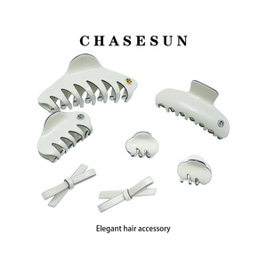 Pinzas de Pelo de Acetato Chasesun Blancas de 11cm, 10cm y 6cm, Accesorio Elegante para Peinados, Uso Diario - Product Image 1