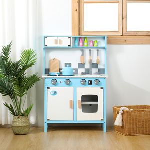 Juguetes de Cocina de Madera, Cocina de Juguete Azul, Juguetes Educativos Montessori con Certificación CE y Cpc para Niños - Product Image 1