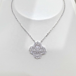 OEM plata 925 sterling silver bridal zircon layered <b>necklace</b> <b>statement</b> shell dainty mama clover gold plated pendant <b>necklaces</b> - Product Image 2