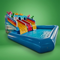 Grand parc aquatique extérieur, équipement de toboggan aquatique, château gonflable pour enfants, matériau PVC, certifié CE, support mobile