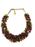 Collier bib bohème unisexe fait main, perles facettées, plaqué or 18 carats, bijoux religieux indiens, fiançailles, mariages, fêtes