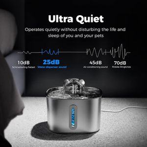Fontaine à eau pour animaux de compagnie en acier inoxydable de 2,2 L, distributeur d'eau automatique pour chats, bol d'eau filtrée ultra-silencieux pour chats et chiens - Product Image 4