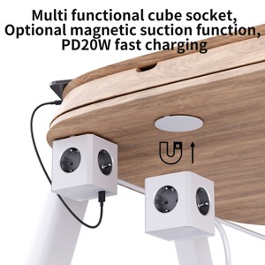 ปลั๊กพ่วงแบบยุโรปมาตรฐาน EU Cube รุ่นใหม่ พร้อมเต้ารับ 3 ช่อง รองรับ PD20W  แบบมีแม่เหล็กเสริม (อุปกรณ์เสริม) - Product Image 2