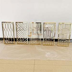EX289 Room Hotel Stainless Steel Decorative <b>Screen</b> Decoration Partition <b>Wall</b> Divider Room Partition Display Shelf Room Divider - Product Image 1