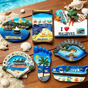 Imán de Refrigerador 3D Personalizado con Diseño de Playa, Océano, Estrella de Mar y Conchas Marinas, Recuerdo Turístico, Imán Promocional de Resina para Viajes - Product Image 1