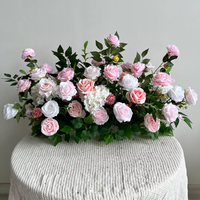 J-FRA030 Vente en gros de chemins de table blancs à fleurs pour la décoration de mariage, allée de cérémonie, fleurs artificielles en soie pour mariage