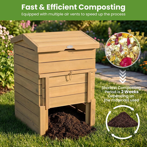 <span class=keywords><strong>Composteur</strong></span> en bois massif de 48 gallons avec porte coulissante verrouillable, ouverture à clapet, tiges à gaz, <span class=keywords><strong>composteur</strong></span> robuste de grande capacité - Product Image 3
