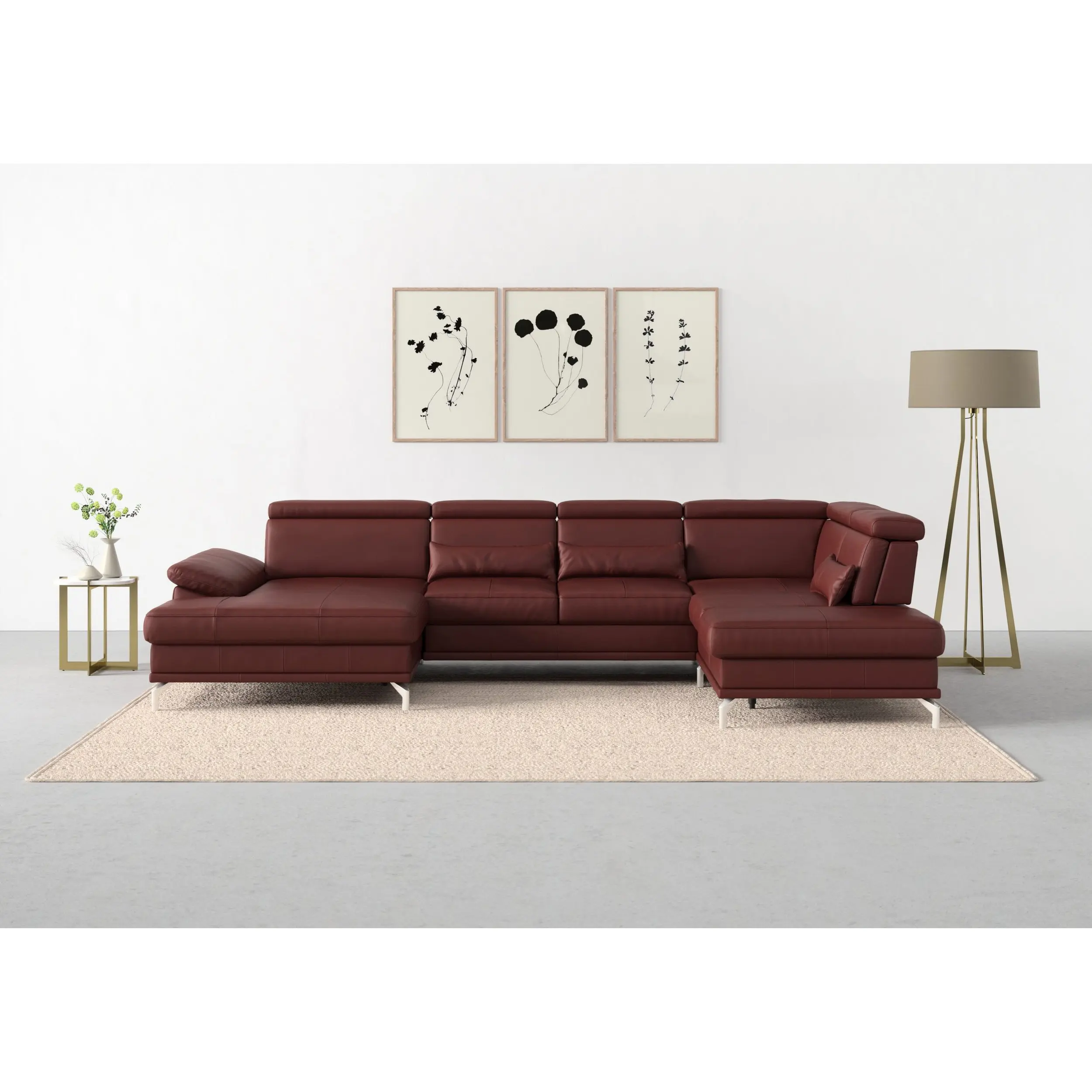 Ý phong cách thiết kế hiện đại đồ nội thất da u hình dạng sofa cắt với ánh sáng dẫn cho phòng khách sofa Set