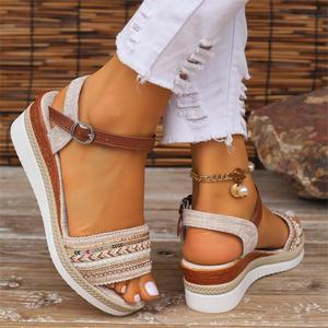 รองเท้าส้นเตารีดแบบรัดข้อเท้าสำหรับผู้หญิง สไตล์เซ็กซี่สำหรับฤดูร้อน ขายดี พร้อมพื้นรองเท้า Eva นุ่มสบาย เหมาะสำหรับฤดูใบไม้ผลิ - Product Image 5