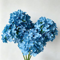 L-014 Grosir Bunga Hydrangea Buatan Tangan untuk Dekorasi Pernikahan dan Rumah, Warna Biru Debu Putih, Bunga Sutra Palsu Bersertifikat CE