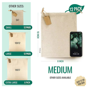 Bolsas de Muselina de Algodón Orgánico Estampadas con Cordón, Bolsa de Embalaje de Lino y Algodón con Logotipo Personalizado - Product Image 4