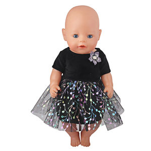 Pakaian boneka anak perempuan, gaun pesta elegan 18 inci dengan dekorasi bunga, pakaian boneka anak perempuan gaya Amerika - Product Image 4