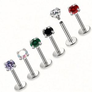 Nouveauté 2024 - Bijoux de piercing pour le corps en titane plaqué or vintage pour enfants, certifiés ASTM, zircon multicolore, F136 G23 - Product Image 2