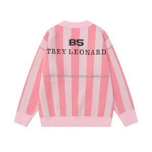 Pull en jersey style color block vintage à rayures et col en V pour hommes et femmes, nouvelle collection automne, style preppy, ample, polyvalent, tricot décontracté - Product Image 2