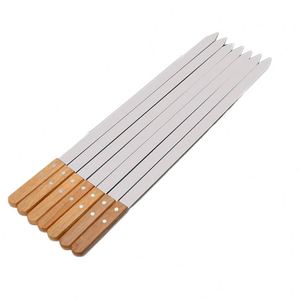 Metal 50Cm <b>Large</b> <b>Bbq</b> Skewers Stainless Steel Grilling Fork With Long Oak Handle for Outdoor Camping Party Use - Product Image 1