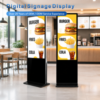 Affichage numérique LCD tactile d'intérieur OEM/ODM 32/43/55/65 pouces avec CMS intégré pour texte, animation et graphiques, sur pied