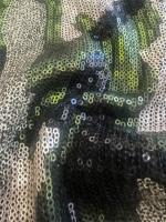 Nouveau tissu en maille sergé écologique imprimé à sequins verts pour robes, jupes et costumes de scène pour filles