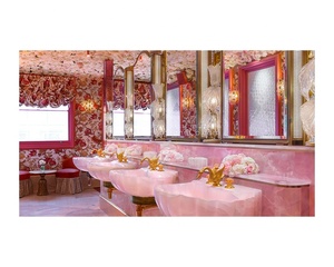 แผ่นหินธรรมชาติโปร่งแสง ออนิกซ์ หินอ่อนสีชมพูเปอร์เซีย สำหรับตกแต่งผนังห้อง ผู้จัดจำหน่ายทองคำ แผ่นหินวีเนียร์โปร่งแสง - Product Image 3